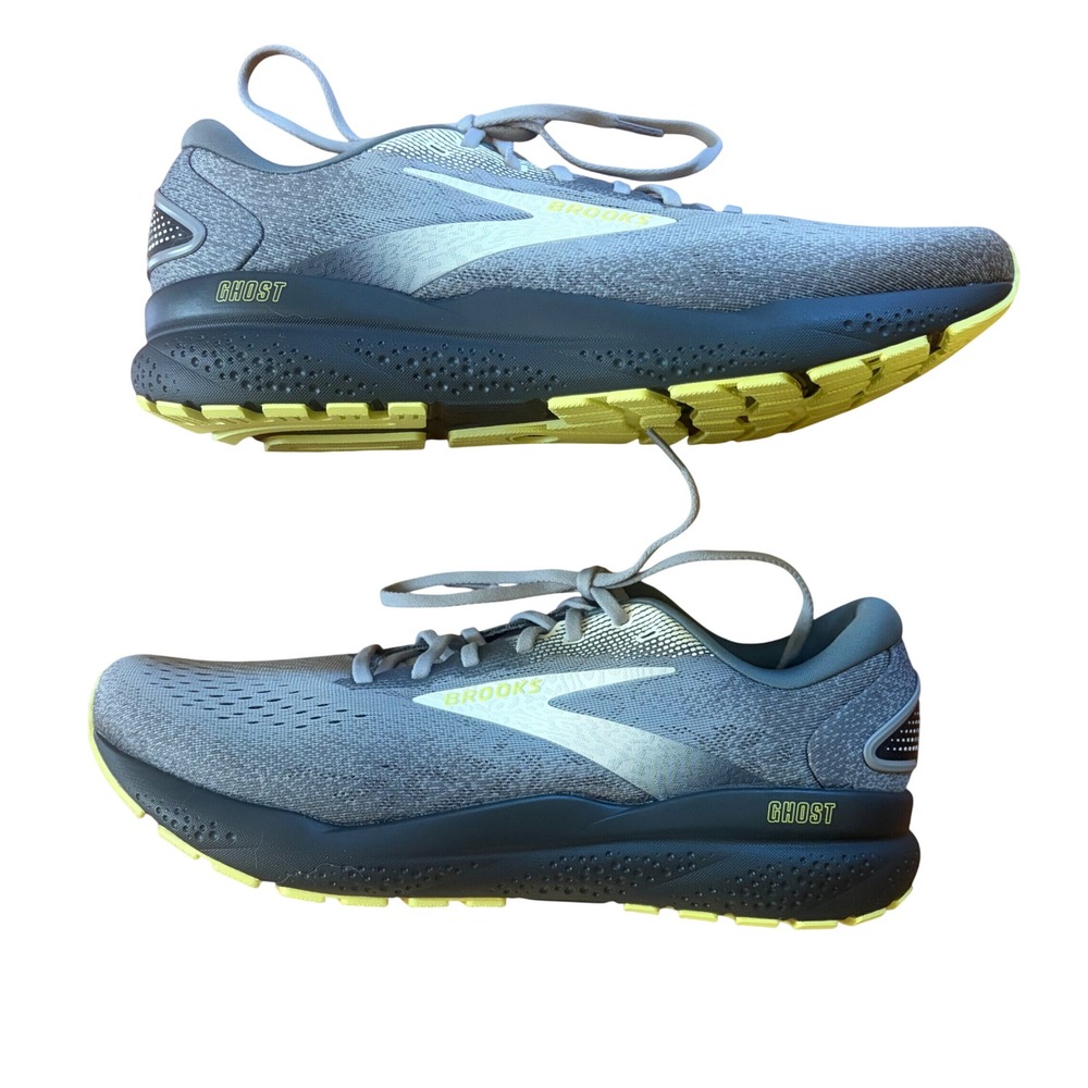 NEW IN BOX Brooks Ghost 16 Gray Lime Green Men's Running Walking Shoes Size 12.5 - Picture 2 of 13